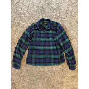 Vintage Vermont Flannel Co Plaid Button Up Shirt Large L Green Purple Red Cotton